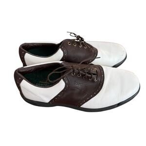 Mens FootJoy Contour Series Golf Shoes Cleats White Brown Size 11.5